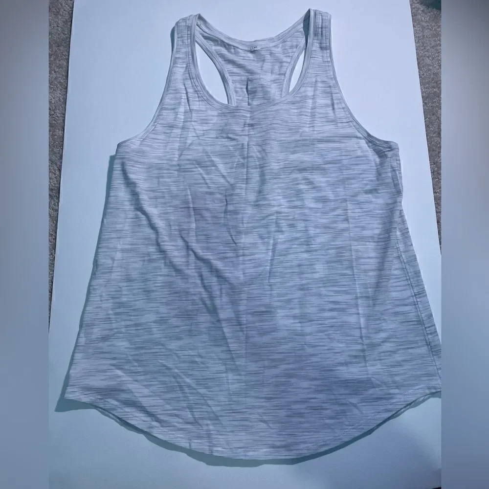 Lululemon Love Tank *Pleated 3 Colour Space Dye Ice Grey Alpine White